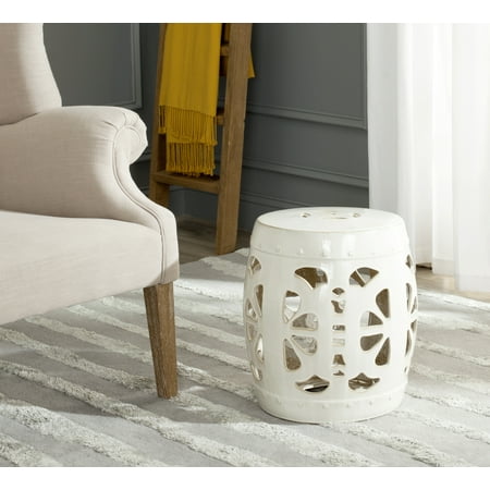 Safavieh Blossom Solid Indoor/Outdoor Garden Patio Stool, Cream