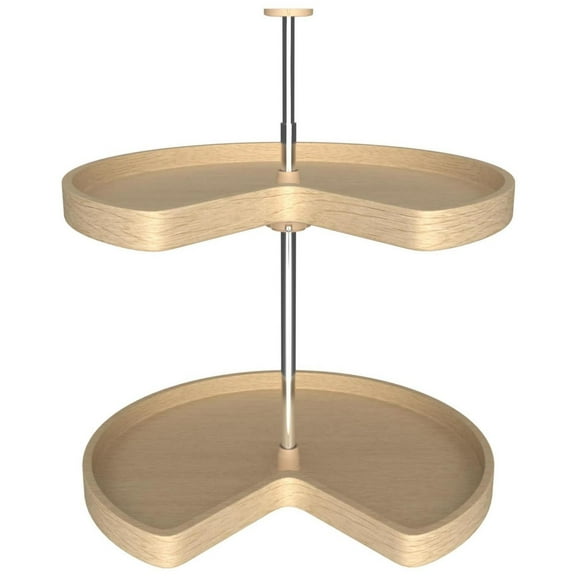 Lazy Daisy Banded Wood Kidney Shaped 2 Shelf Lazy Susan with Hardware