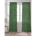 thumbnail image 2 of Sheer Curtains 108 Inches Long 2 Panels Set for Living Room, Dark Green Burlap Texture Semi Sheer Curtains for Windows, Farmhouse Vintage Green Voile Window Treatments Rod Pocket Curtain, 2 of 6