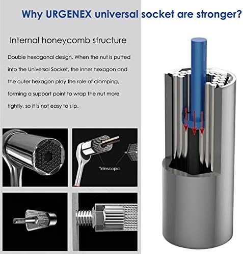 Universal Socket Set (11-32mm 7-19mm) Super Socket for Unscrew Any Bolt Multi-Function Universal Wrench Tool Kit with Power Drill Adapters Gifts for Men, Father/Dad, Husband, DIY Handyman 4PCS