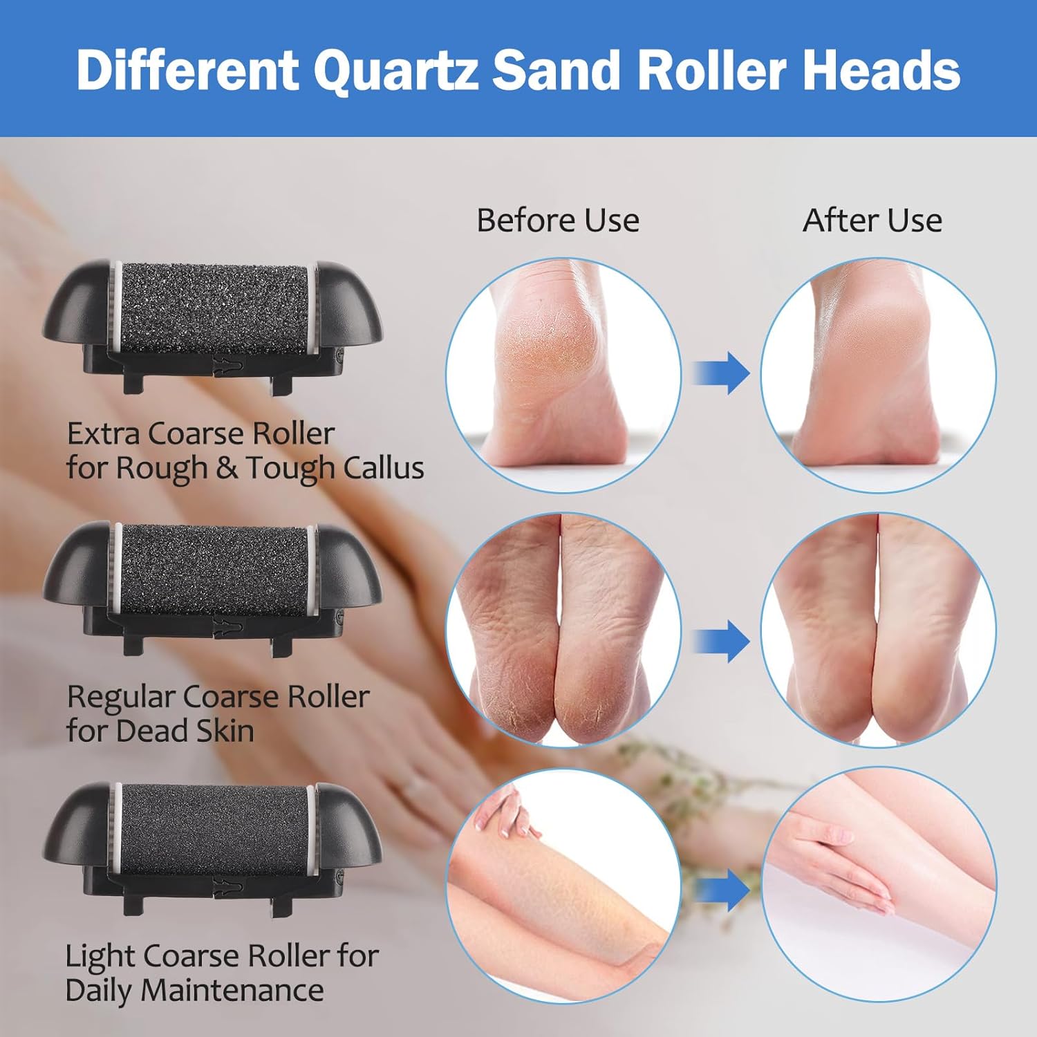 Biutee Foot Callus Remover Electric Foot File Rechargeable Professional Pedicure Tools Foot Care Kit Foot Scrubber for Dry Cracked Hard Dead Skin with 3 Rollers 3 Adjustable Speed