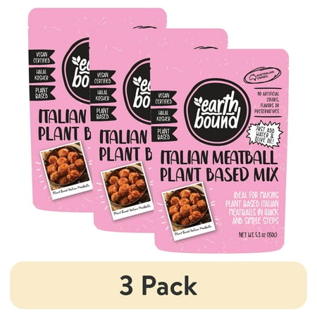 (3 pack) Earth Bound Italian Meatball Plant Based Protein Mix 5.3 oz
