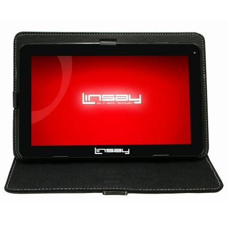 LINSAY 10.1" New Quad Core 16 GB Tablet Bundle with Black Leather Case Android 6.0
