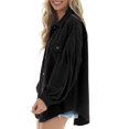thumbnail image 4 of Lindbes Women Corduroy Long Sleeve Button Down Shirt Oversized Jacket Tops Solid Color Loose Lapel Fall Coat Clothes Outfits, 4 of 5