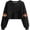 Black, variant on Women's Witch Crop Sweatshirt Halloween Graphic Long Sleeve Pullover for Seasonal Comfort and Weekend Style White M