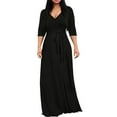 thumbnail image 2 of Zedker Dresses for Women Casual V-Neck 3/4 Sleeve Plus Size Long Maxi with Pockets Black Plus L, 2 of 6