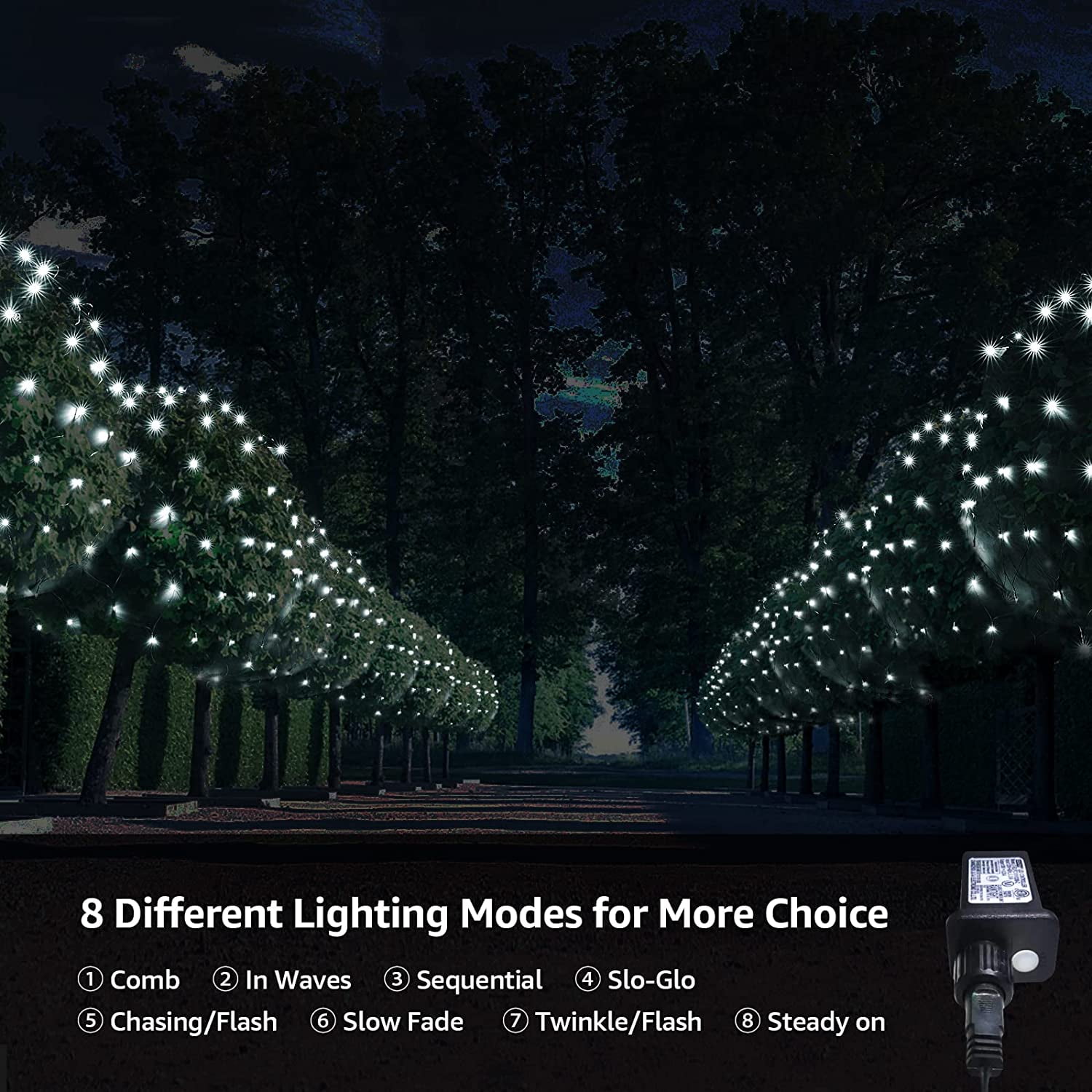 Christmas Net Lights 96 LED 6.5ft x 9.8ft Outdoor Christmas Bush Lights with 8 Modes, Connectable, Waterproof and Durable for Trees, Bushes, Christmas Decorations, Cool White