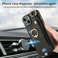 thumbnail image 6 of Allytech Wallet Case for iPhone 15, Support Car Mount, Luxury PU Leather Shockproof Anti-Fall 360° Finger Ring Stand Rotatable Kickstand Case with Magnetic Snap & Card Slots - Black, 6 of 8