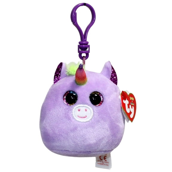 Ty Squish-a-Boos (Plastic Key Clip) - Rosette the Purple Unicorn - Stuffed Animal