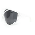 thumbnail image 3 of Polarized Exaggerated XXL Wrap Curved Mask Style Plastic Sunglasses Frost - Black, 3 of 4