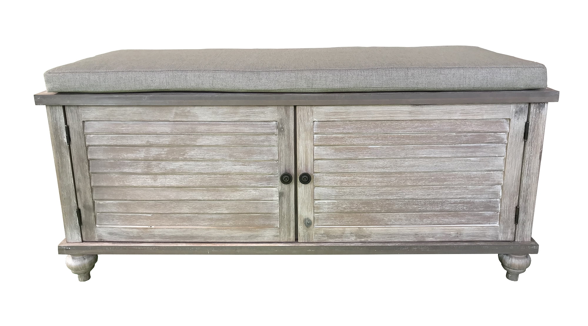 Decor Therapy Shelly Shutter Front Storage Bench, Washed Wood, 47.5