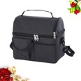 thumbnail image 1 of Raindrops 1Pc Insulation Bag Black Lightweight PVC Cotton Stylish Stripe Design Large Capacity, 1 of 7