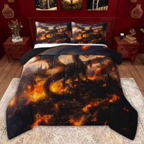 jejeloiu Western Fantasy Theme Queen Comforter Set,Magic Animal Dragon Bedding Comforter Set For Boys Reversible 3pcs