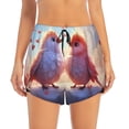 thumbnail image 2 of Yiaed Heart Sky Bird Couple Print Women's Running Shorts with Liner 3 Zipper Pockets Elastic Workout Athletic Gym Yoga Shorts-X-Large, 2 of 7