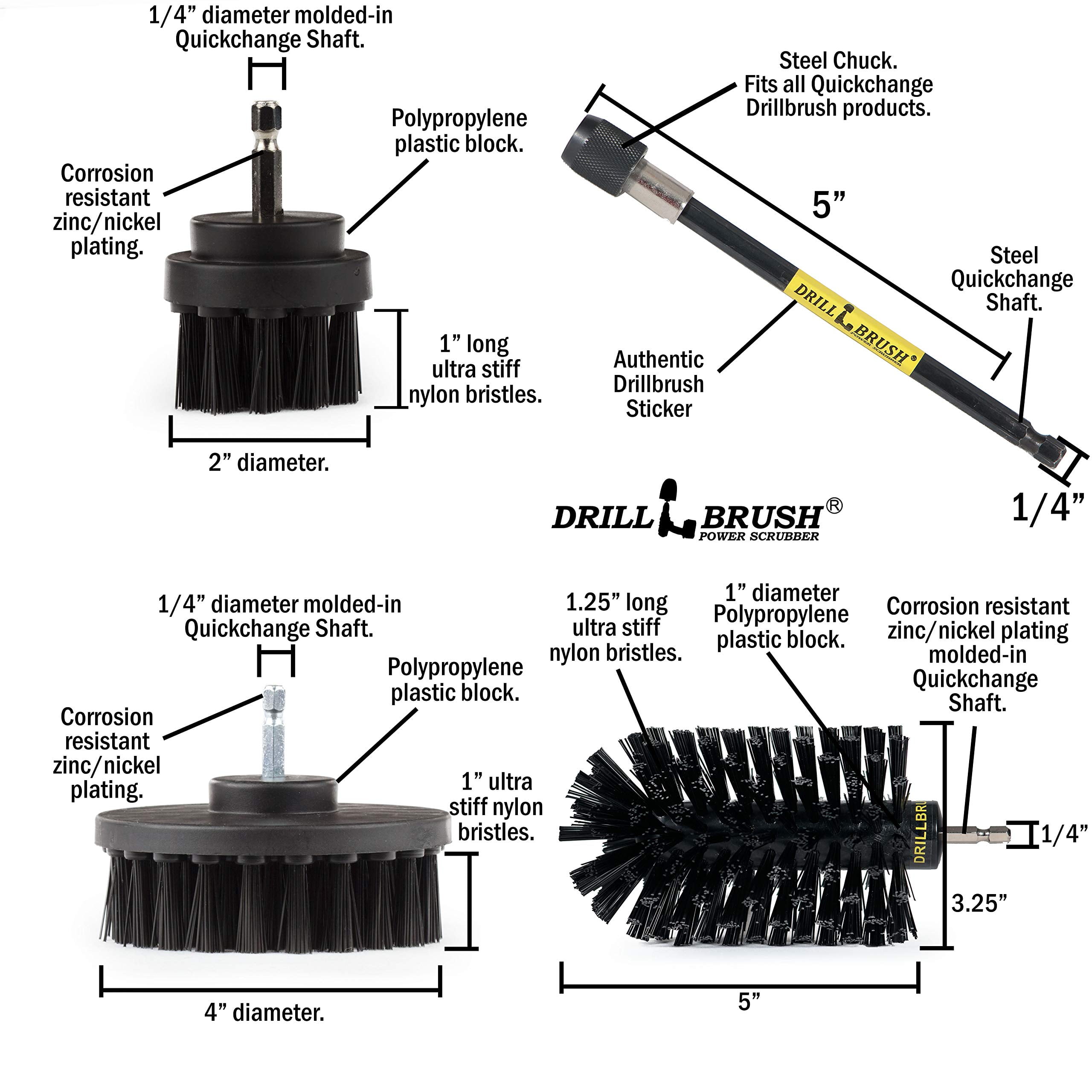 Oil Stain Remover Scrub Brush Attachment for Drill Set - Household Cleaning Tools and Scrub Brushes for Cleaning Grills - Electric Spin Scrubber Cleaning Supplies Set - Industrial Cleaning Products