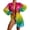 Chroma, variant on LYMAYTER Women Tulle Short Dresses Printed Beach Blouse Multicolor Cover-Up Long Sleeve Sunsuits S-XL