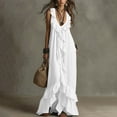 thumbnail image 2 of ZQUUVOU Maxi Dresses for Women V Neck Ruffle Sleeveless Loose Flowy Tiered Sundress Vintage Boho Sun Dresses White, 2 of 6