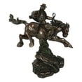 thumbnail image 4 of Rustic Western Rodeo Cowboy Riding On Galloping Wild Mustang Horse Figurine, 4 of 9