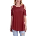 thumbnail image 6 of Cold Shoulder Short Ruffle Sleeve Tunic Top, 6 of 14