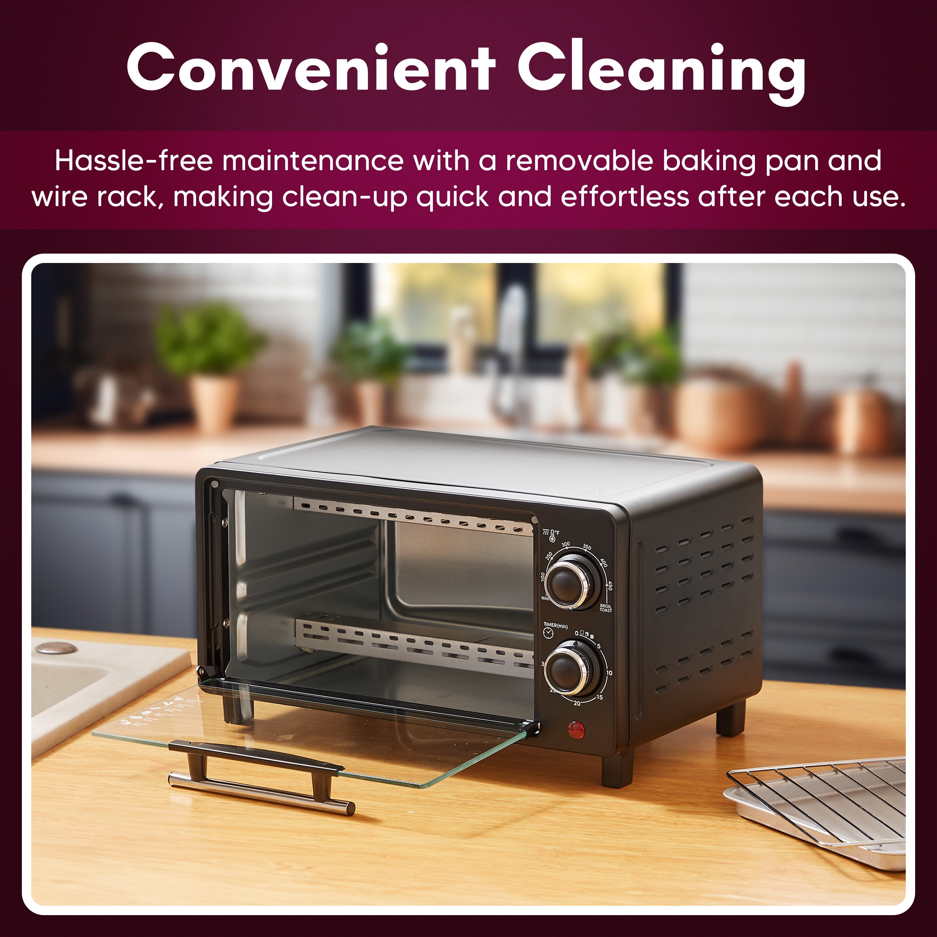 Elite Cuisine ETO059 4-Slice 9.5 Qt Toaster Oven Broiler