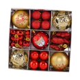 thumbnail image 1 of Juego de 35 bolas navideñas con forma de estrella y lazo para fiestas, ideal para el árbol de Navidad. Rojo y dorado, 1 of 9