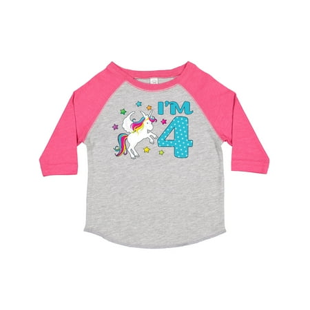 

Inktastic I m Four- Unicorn 4th Birthday Gift Toddler Boy or Toddler Girl T-Shirt