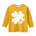 thumbnail image 2 of T-Shirt Fille Fête de la Saint-Patrick, Mignon T-Shirt Graphique à Manches 3/4 Col Rond avec Imprimé Irlandais, Hauts Décontractés Printemps Été pour Vacances, Fête d'Anniversaire et Usage Quotidien Jaune 150, 2 of 5