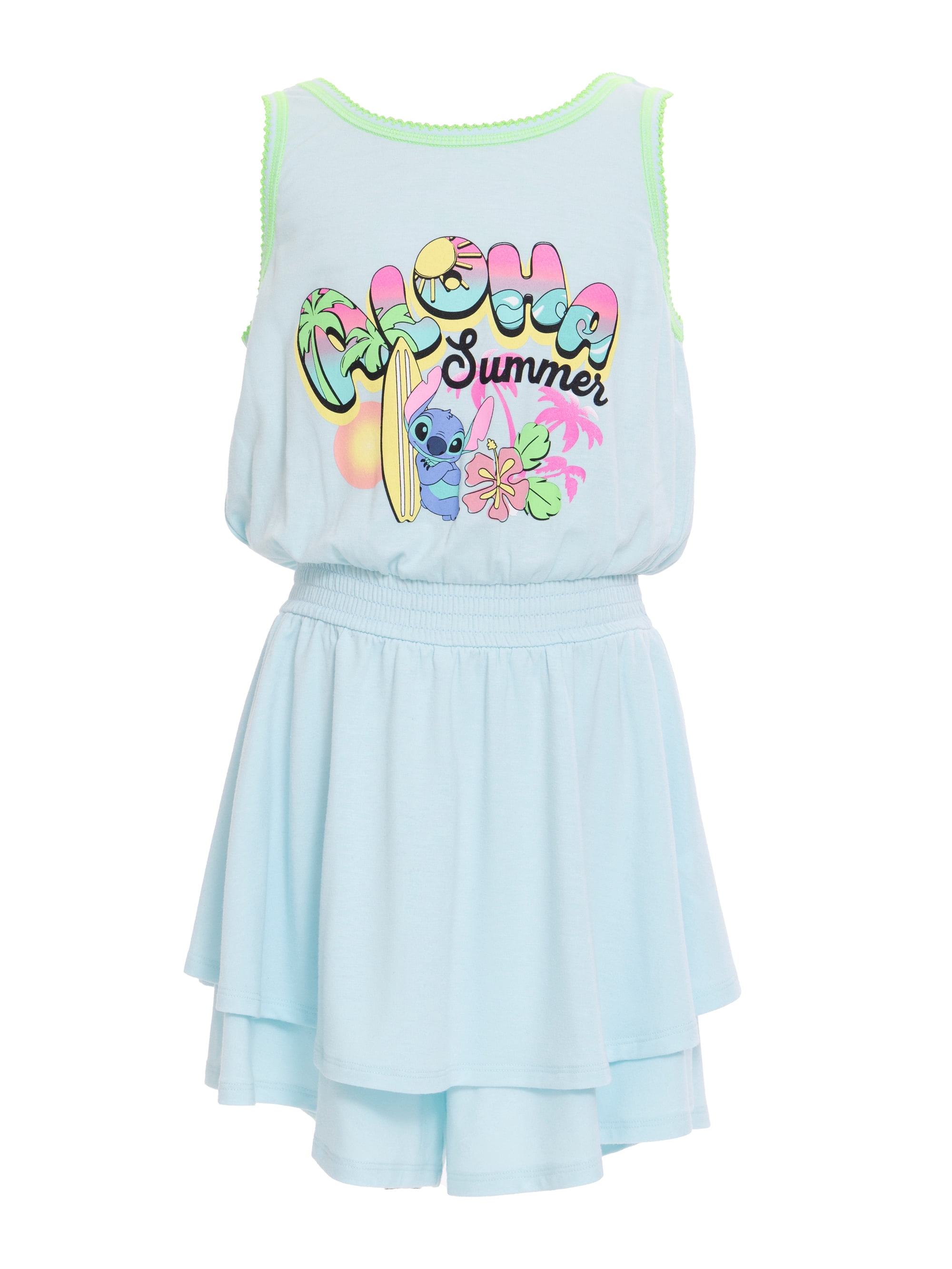 Lilo & Stitch Girls Flutter Skirt Graphic Romper, Sizes 4-12