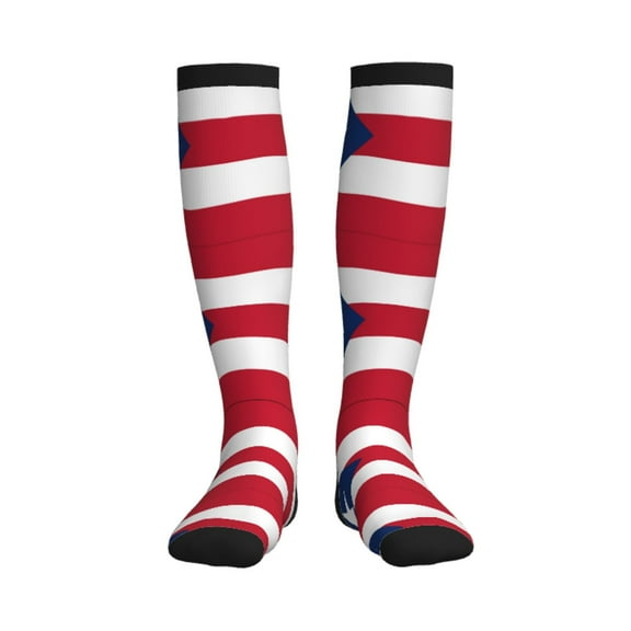 Puerto Rico Flag Compression Socks for Women Men Circulation Graduated Supports Socks for Running Athletic Sports