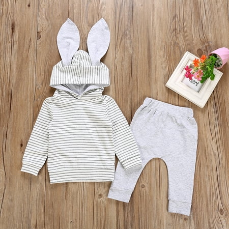 

2Pcs Toddler baby Girls Hooded Tops+Cotton Long Pants Outfits Clothes Sets 6-12M