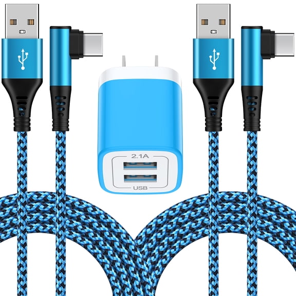 Type C Charger Block,with 2PACK Android Charger Fast Charging Cable 6ft 5V/2.1A HopePow Dual Port Usb Charger Block Wall Adapter Plug Brick Phone Chargers for Android Phone Type C,Blue
