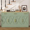 thumbnail image 3 of Buffet Cabinet with Storage, Farmhouse Coffee Bar Table with Drawers, 53” Large Modern Sideboard Buffet with Adjustable Shelves, Wood Buffet Table for Kitchen, Dining Room, Green, 3 of 14