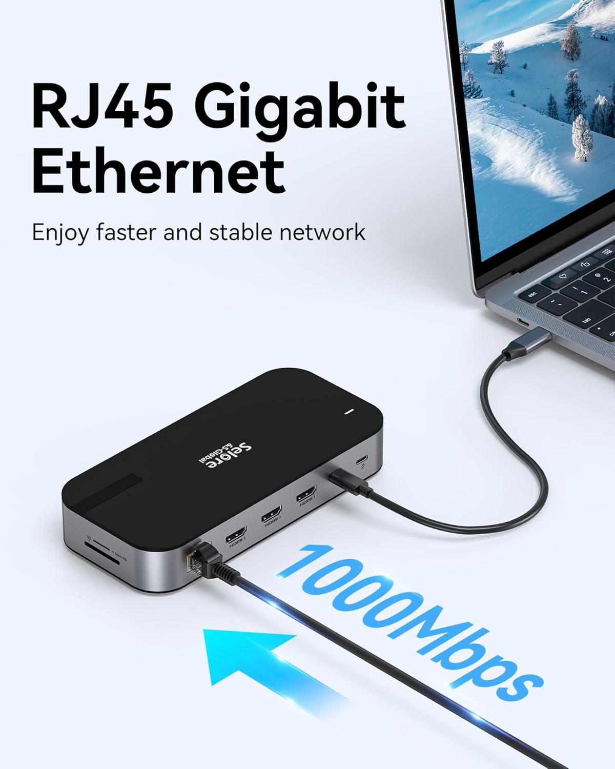 Selore USB C Dock 3 HDMI, Docking Station Dual Monitor,16 IN 1 Laptop Docking Station 3 Monitors with Triple HDMI,10G USB A/C 3.1,100W PD ,SD/TF,Ethernet,USB C Hub,USB C Dongle for Windows Mac