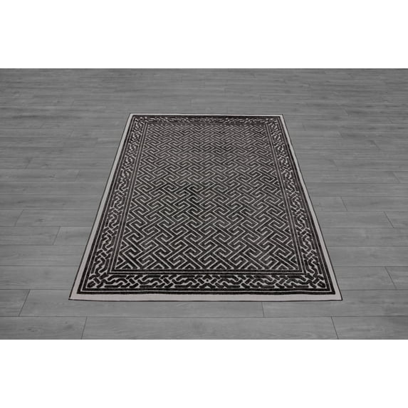 Santorini Gray Black Geometric Modern Contemporary Area Rug Tapis Carpet For Living Room Bedroom Kitchen