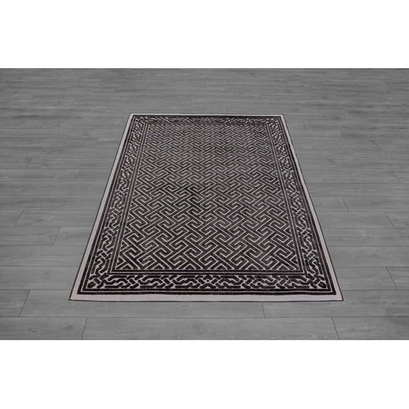 Santorini Gray Black Geometric Modern Contemporary Area Rug Tapis Carpet For Living Room Bedroom Kitchen