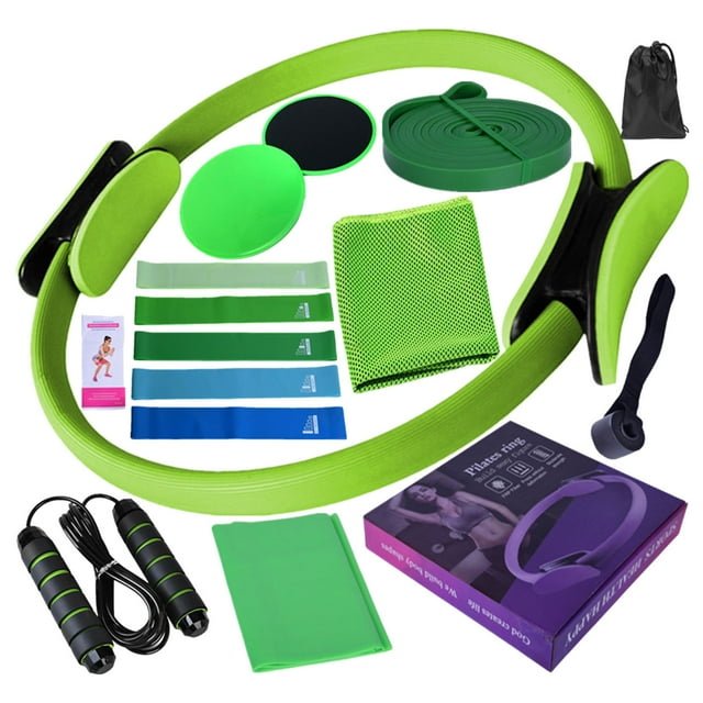 15 Pieces Pilates Kit, Pilates Kit for Home Workouts, Pilates Essential Kit, Pilates Starter Kit for Advanced & Beginners Users, Yoga/Buttocks/Stretching/Improve Body