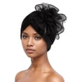 thumbnail image 3 of ZDNIXIAN Stretchy Ruched Turban Head Wrap with Large Organza Flower Ornament Color Elegant Hair Cover Lightweight Fashion Headscarf for Party Daily Occasions, 3 of 3