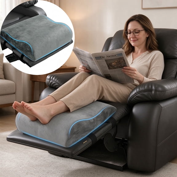 Recliner Leg Rest Cushion & Footrest Extender - Ergonomic Lumbar Support Pillow for Bed, Sofa, Couch.Wave Shape Knee Pillow for Back Sleeping, Pain Relief