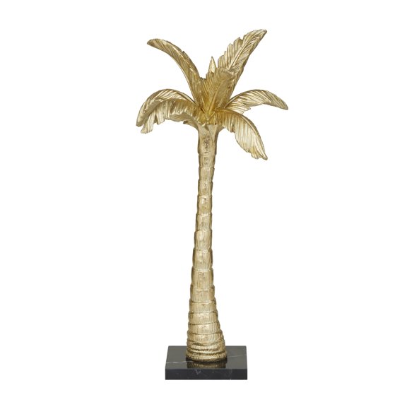 9" x 20" Gold Polystone Palm Tree Sculpture, by DecMode