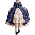 thumbnail image 4 of Babysbule Dresses for Women Fashion Women Vintage Gothic Court Gown Cake Skirt Lace Clashing Patchwork Bow Dress, 4 of 4