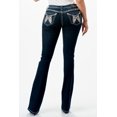 thumbnail image 3 of Grace in LA Women's Wing Embroidered Faux Flap Pocket Bootcut Stretch Jeans (25, Blue), 3 of 3