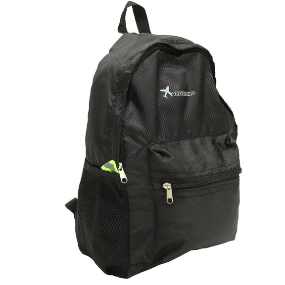 FUTUREORYY 1Pack Small Fold Up Backpack with Side Mesh Pockets for Men Women Youngsters Hiking Camping 17.3x11in