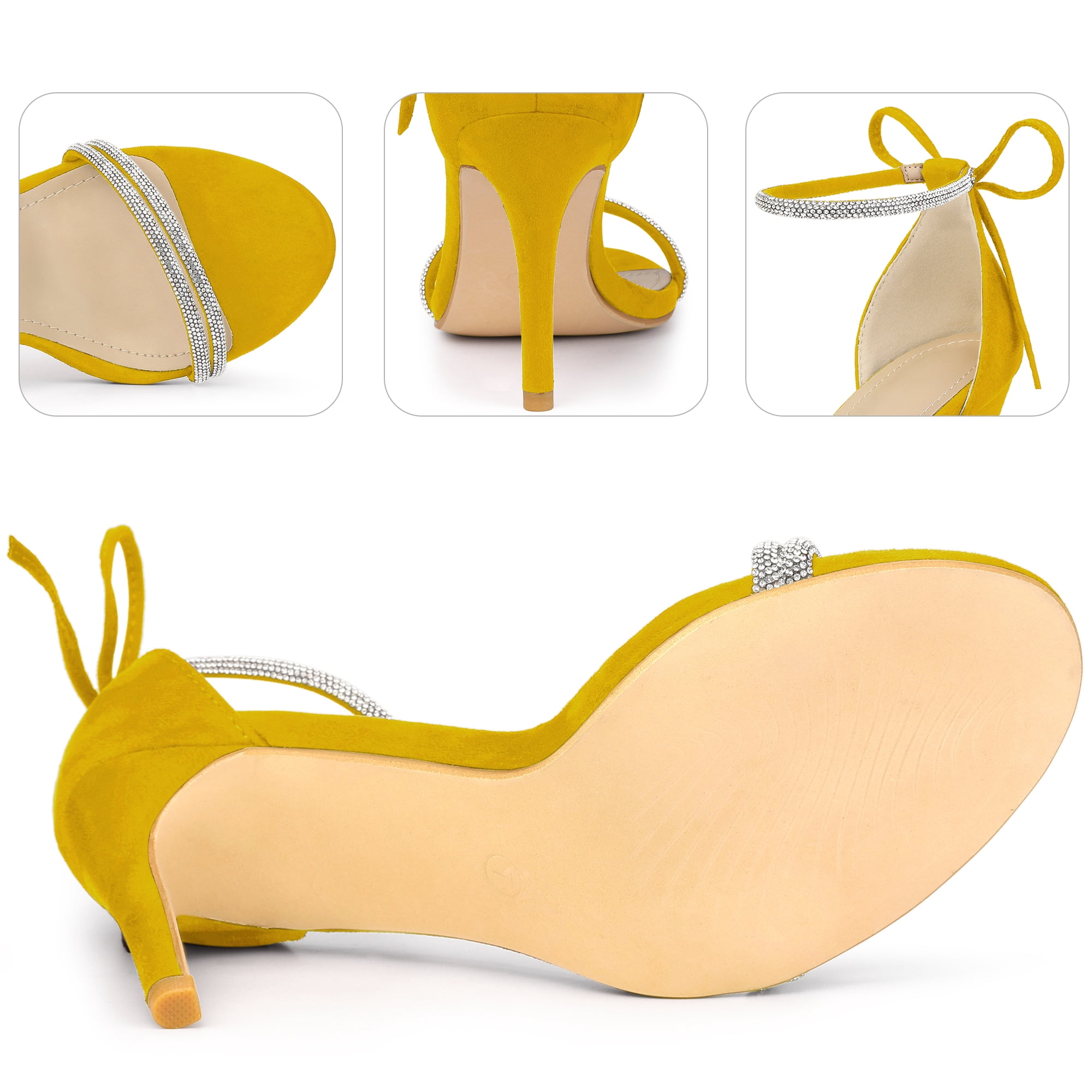 DARING DIVA Women's Ankle-Tie Stiletto Heels Sandals Yellow 8