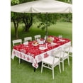 thumbnail image 3 of Outdoor Tablecloth with Umbrella Hole and Zipper, Christmas Snowflakes Rectangle Table Cloth 60x84 Inch Waterproof Tablecloth, Red Xmas Winter Vintage Picnic Table Cover for Patio Camping, 3 of 7