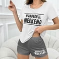 thumbnail image 3 of TAGOLD Womens Pajama Set Round Neck Short Sleeve Soft Breathable Summer Casual Elastic Waist Lightweight Shorts Loungewear Set, 3 of 5