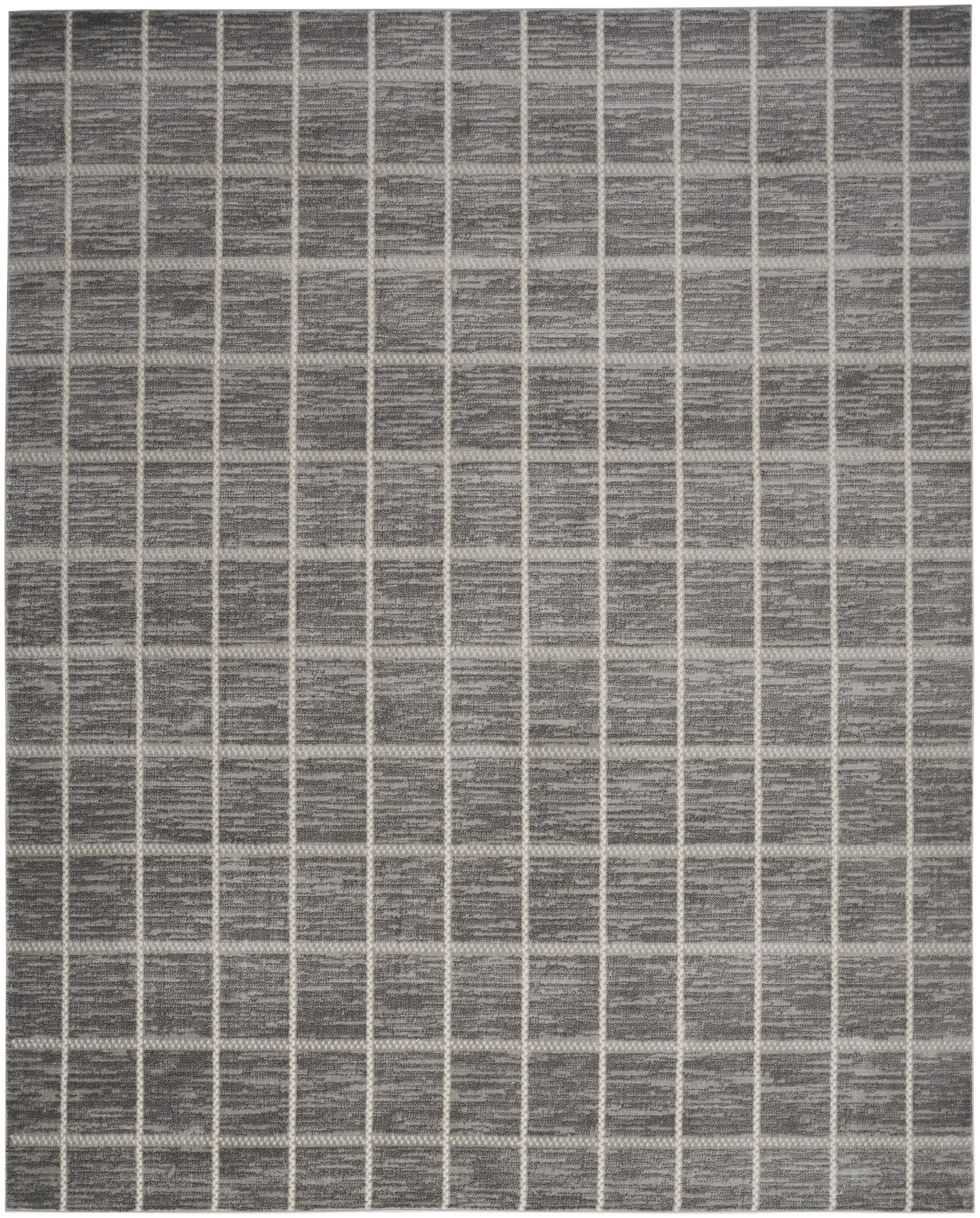 Nourison Serenity Home Geometric Grey Ivory 9' x 12' Area Rug (9x12)