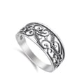 thumbnail image 4 of Oxidized Filigree Leaf Swirl Wide Ring .925 Sterling Silver Band Jewelry Female Male Unisex Size 9, 4 of 4