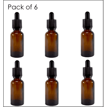 BioRx Sponix Amber Glass Bottles with Child-Resistant Glass Droppers - 1 oz / 30 mL - Best for Essential Oils and Liquids - Pack of
