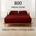 thumbnail image 2 of ABORN 800-Thread-Count, 100% Egyptian Cotton, 6 PC Queen Burgundy 12" Deep Pockets, 2 of 8