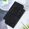 thumbnail image 2 of For iPhone 16 Plus 6.7" lily Embossed Strong Magnetic Attachment/Closure, Card Slots/Pocket, PU Leather Flip Wallet Case ﻿,Black,For iPhone 16 Plus, 2 of 7